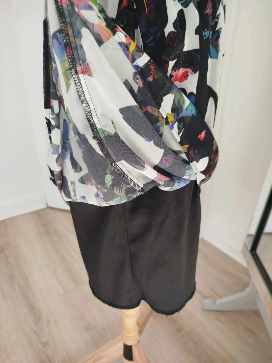 💢Flowy printed dress black white multicolor with zip Jennyfer Women size S / – photo 6